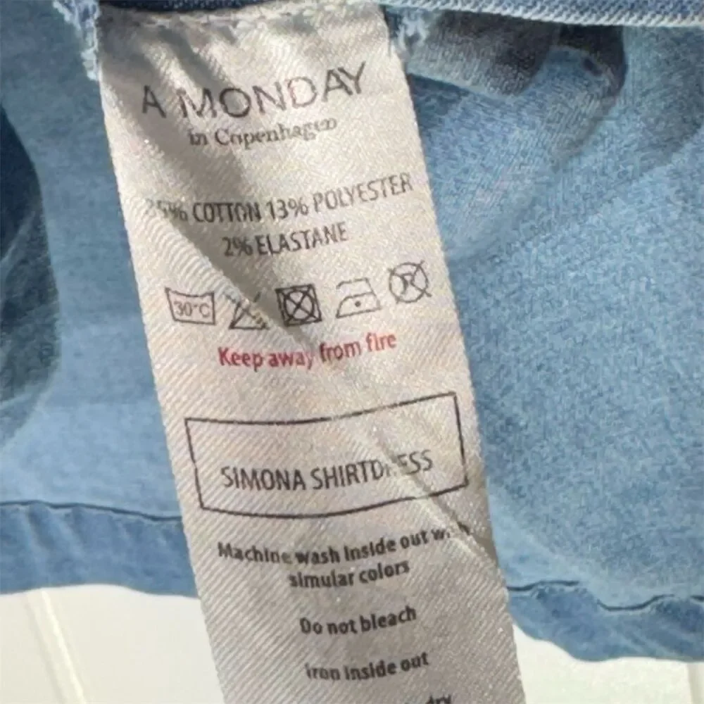 A Monday‎ Copenhagen Simona Denim Shirt Dress Girls Size 10 Cottagecore Boho